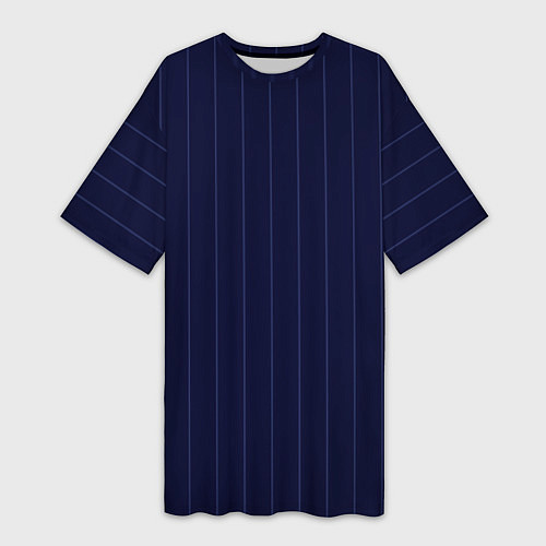 Женская длинная футболка Серьезный тёмно-синий полосы / 3D-принт – фото 1