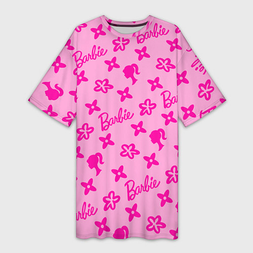 Женская длинная футболка Барби паттерн розовый / 3D-принт – фото 1