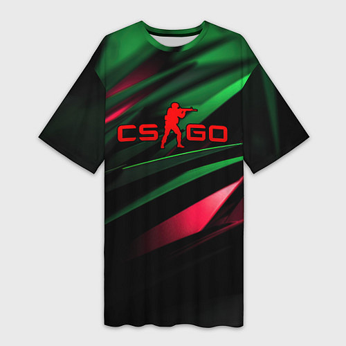 Женская длинная футболка CS GO green red / 3D-принт – фото 1