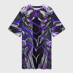 Женская длинная футболка Киберпанк линии фиолетовые