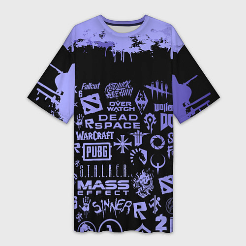 Женская длинная футболка Games pattern / 3D-принт – фото 1