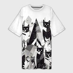 Женская длинная футболка Абстрактные коты