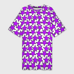 Женская длинная футболка Ретро звёзды фиолетовые