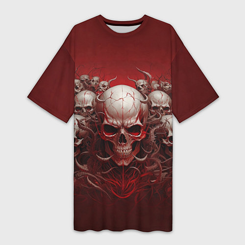 Женская длинная футболка Демонические черепа / 3D-принт – фото 1
