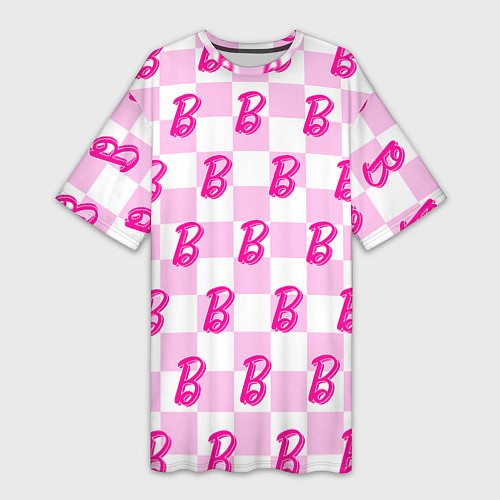 Женская длинная футболка Розовая шашка и Барби / 3D-принт – фото 1