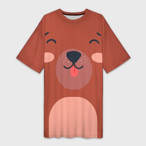 Женская длинная футболка Малаш медвежонок / 3D-принт – фото 1
