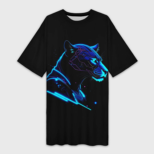 Женская длинная футболка Пантера киберпан / 3D-принт – фото 1