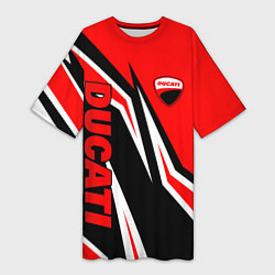 Женская длинная футболка Ducati- red stripes