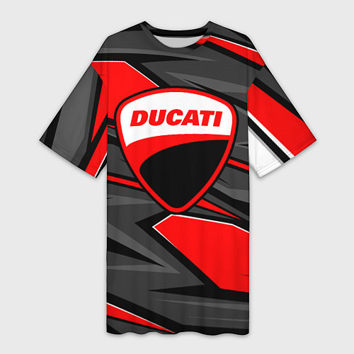 Женская длинная футболка Ducati - red stripes / 3D-принт – фото 1