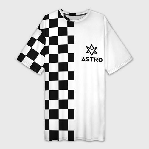 Женская длинная футболка Астро шахматка / 3D-принт – фото 1