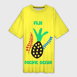 Футболка женская длинная Фиджи - Тихий океан, цвет: 3D-принт