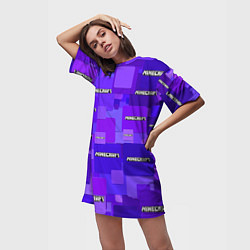 Футболка женская длинная Minecraft pattern logo, цвет: 3D-принт — фото 2