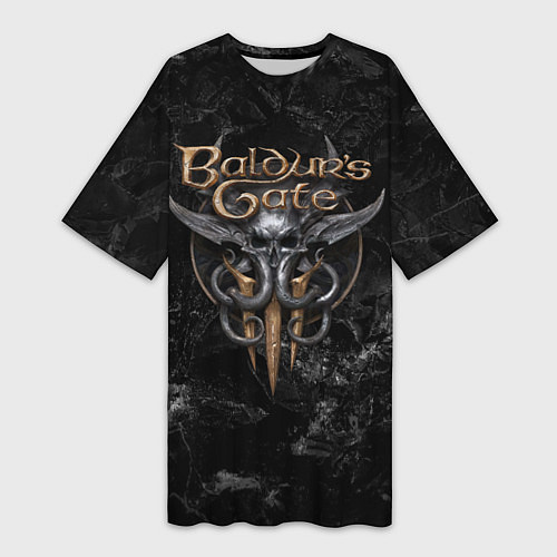 Женская длинная футболка Baldurs Gate 3 dark logo / 3D-принт – фото 1