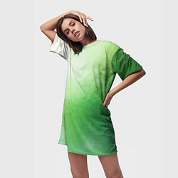 Футболка женская длинная Зелёные пиксели, цвет: 3D-принт — фото 2
