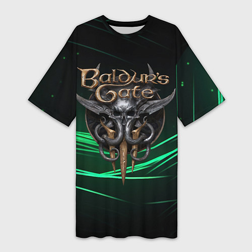 Женская длинная футболка Baldurs Gate 3 dark green / 3D-принт – фото 1