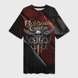 Женская длинная футболка Baldurs Gate 3 logo dark