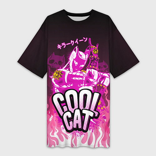 Женская длинная футболка Killer Queen - Розовый огонь / 3D-принт – фото 1