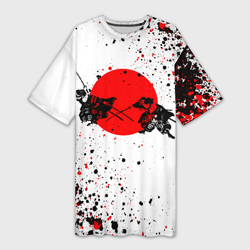 Женская длинная футболка Два самурая / 3D-принт – фото 1