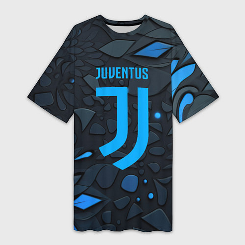 Женская длинная футболка Juventus blue logo / 3D-принт – фото 1