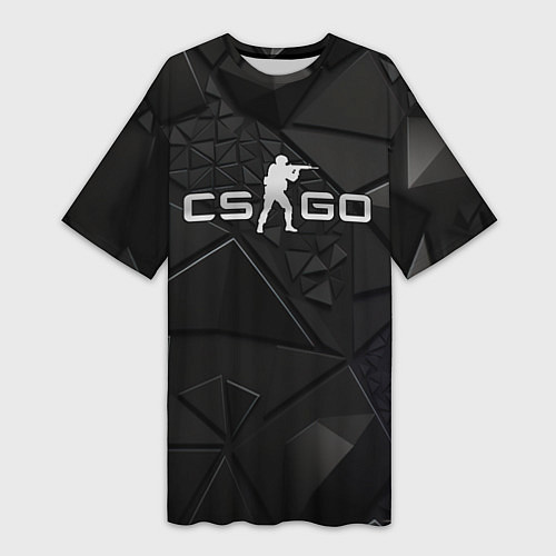Женская длинная футболка CSGO silver black / 3D-принт – фото 1