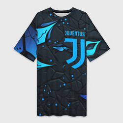 Женская длинная футболка Juventus abstract blue logo