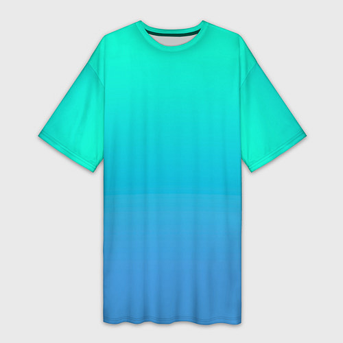 Женская длинная футболка Градиент сине-зелёный светлый / 3D-принт – фото 1