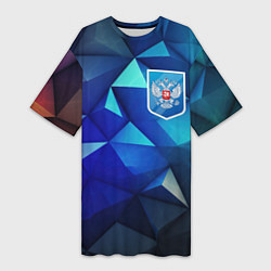 Футболка женская длинная Russia blue abstract, цвет: 3D-принт