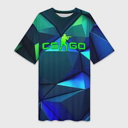 Женская длинная футболка CSGO blue green gradient