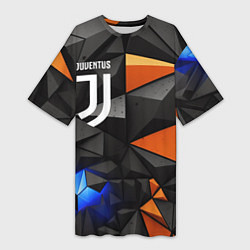 Футболка женская длинная Juventus orange black style, цвет: 3D-принт