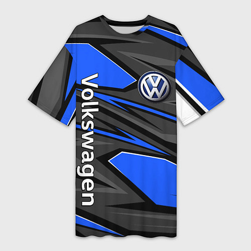 Женская длинная футболка Вольцваген - спортивная униформа / 3D-принт – фото 1