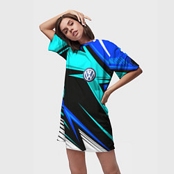 Футболка женская длинная Фольцваген - sport uniform, цвет: 3D-принт — фото 2