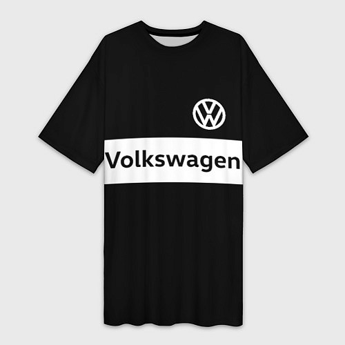 Женская длинная футболка Фольцваген - черный и белый / 3D-принт – фото 1
