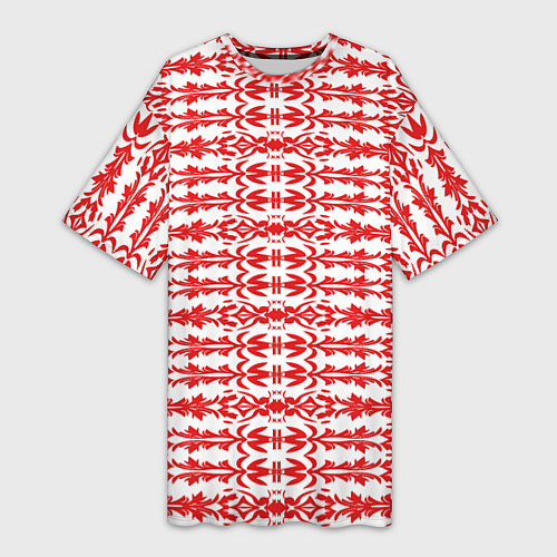 Женская длинная футболка Красно-белый батик / 3D-принт – фото 1