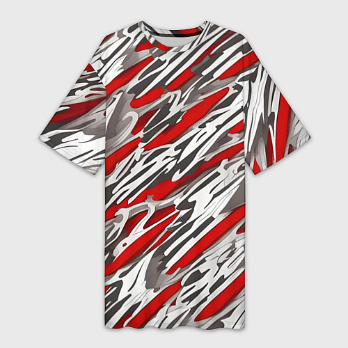 Женская длинная футболка Красные полосы за субстанцией / 3D-принт – фото 1