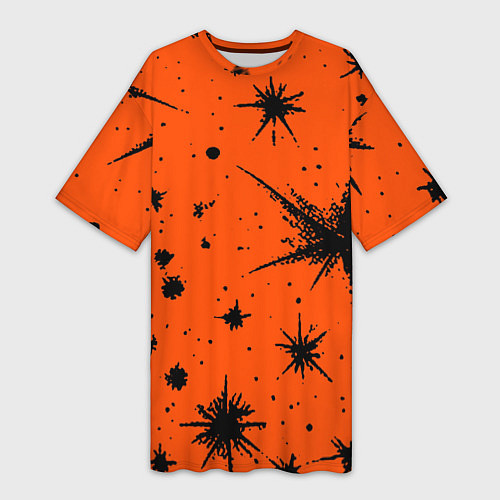 Женская длинная футболка Огненный оранжевый абстракция / 3D-принт – фото 1
