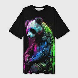 Женская длинная футболка Панда в краске