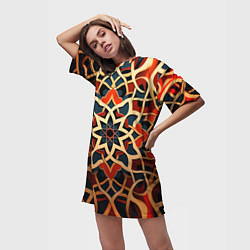 Футболка женская длинная Узорчатый паттерн, цвет: 3D-принт — фото 2