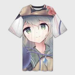 Футболка женская длинная Touhou Project Улыбающаяся Койши Комейдзи, цвет: 3D-принт