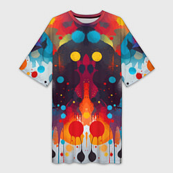 Женская длинная футболка Mirrow colorful blots - abstraction - vogue