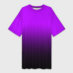 Футболка женская длинная Градиент фиолетово-чёрный, цвет: 3D-принт
