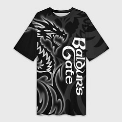 Женская длинная футболка Балдурс гейт 3 - черный дракон