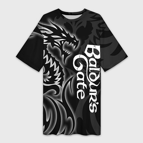 Женская длинная футболка Балдурс гейт 3 - черный дракон / 3D-принт – фото 1