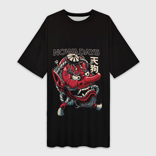 Женская длинная футболка Демон японии / 3D-принт – фото 1