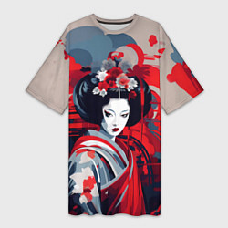 Женская длинная футболка Geisha vector style