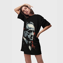 Футболка женская длинная Портрет Дон Вито Корлеоне, цвет: 3D-принт — фото 2