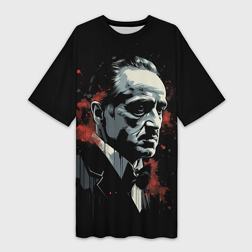 Женская длинная футболка Портрет Дон Вито Корлеоне / 3D-принт – фото 1