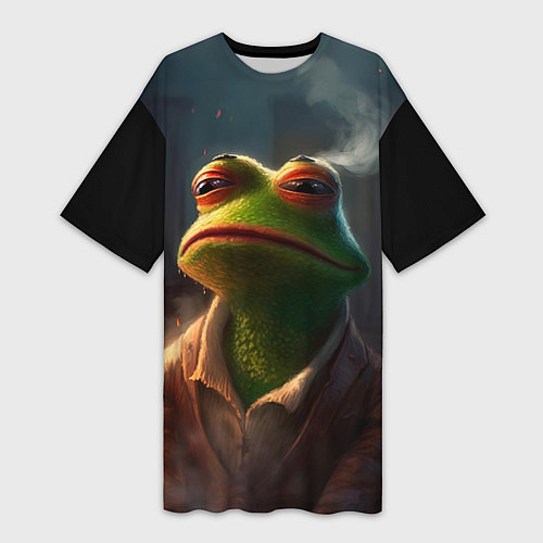 Женская длинная футболка Frog Pepe / 3D-принт – фото 1