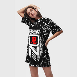 Футболка женская длинная Технологический узор - Кибер ниндзя, цвет: 3D-принт — фото 2