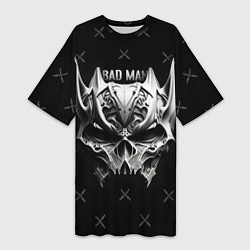 Футболка женская длинная Badman маска черепа, цвет: 3D-принт