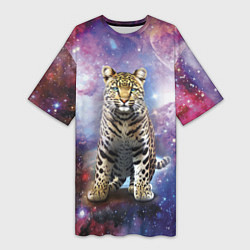 Футболка женская длинная Space leopard, цвет: 3D-принт